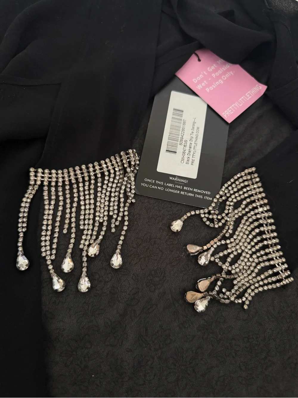 Black Fringe Crystal Beach  - Women Accessories